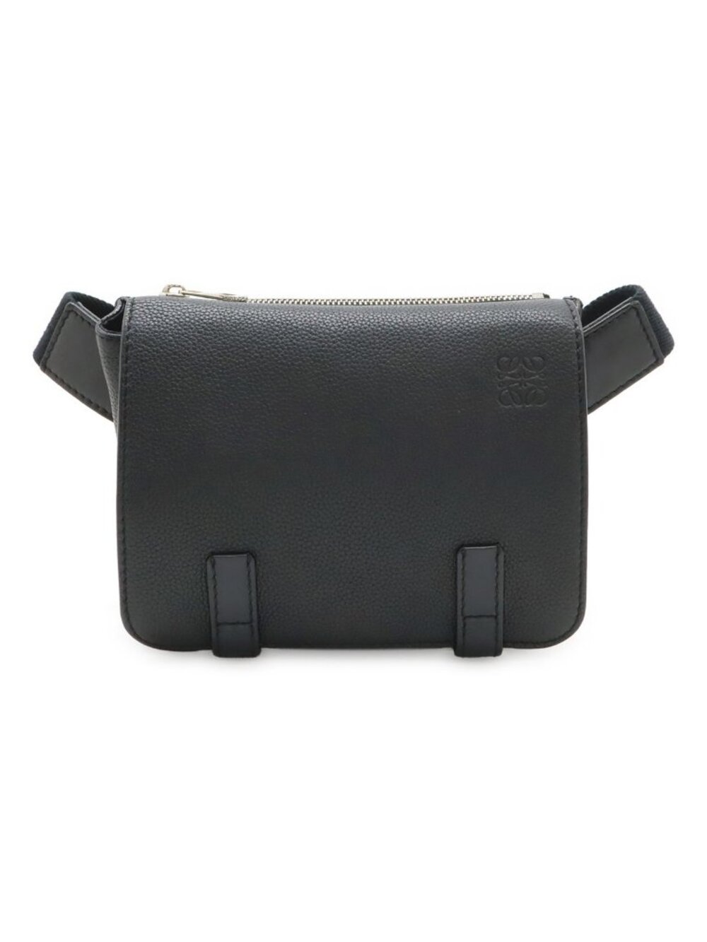 Loewe Anagram Military Bum Bag Crossbody Leather Black Silver